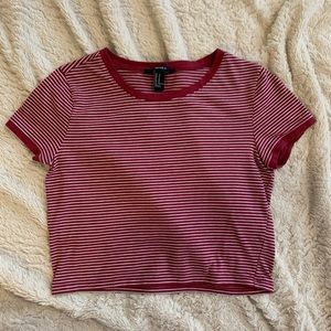 Maroon Fine-Line Striped Baby T-Shirt - Forever 21